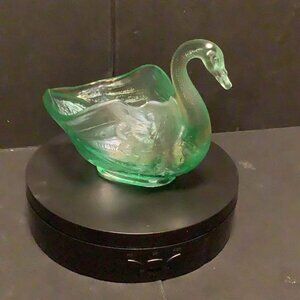 Fenton Uranium Green Glass Swan Dish
